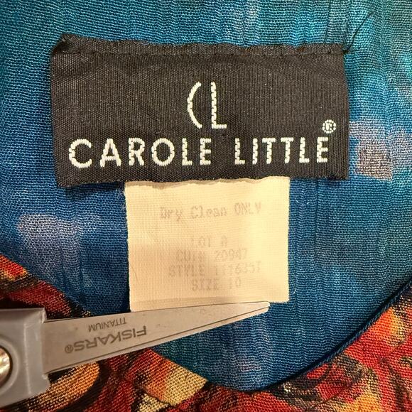 Carol Little Vintage Rayon Popover Top Abstract Floral L - Picture 4 of 6